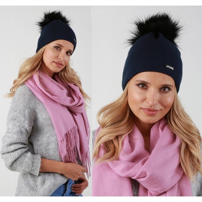 Fashionweek dámská zimní čepice s bambulí ZIZI39/P14 Tmave modry