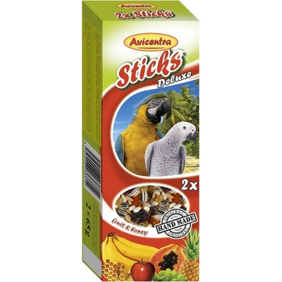 Avicentra Sticks Deluxe veľcí papagájové tyčinky s ovocem a medom 130 g