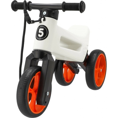 FUNNY WHEELS Rider SuperSport 2v1 biele/oranžové s popruhom a tichými kolesami