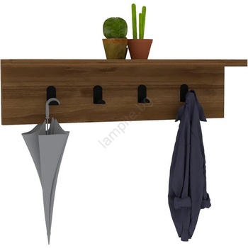 ASIR GROUP Стенна закачалка с рафт AYLA 14, 5x60 cм кафява (AS0643)