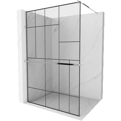 Mexen Kioto+ стенa за душ с рафт Walk-in 80 x 200 см, черен модел, хром - 800-080-121-01-78 (800-080-121-01-78)
