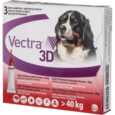 Ceva Vectra 3d -Вектра 3Д против бълхи, кърлежи, мухи, комари, за кучета с тегло над 40 кг, 3 броя пипети