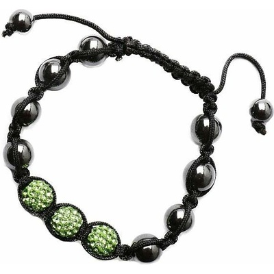 Nefertitis Shamballa náramek hematit se zelenými korálky NF6965