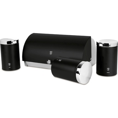 Berlingerhaus Chlebník a sada dóz na potraviny 4 ks Matte Black Collection BH-6733