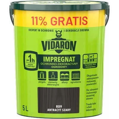 Vidaron zahradní impregnace 5L antracitově šedá ochranně-dekorativní