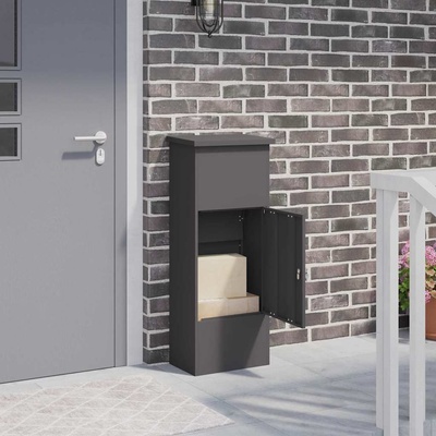 vidaXL Пощенска кутия за пратки Черно 44, 5 x 29 x 110, 5 см Стомана (874926)