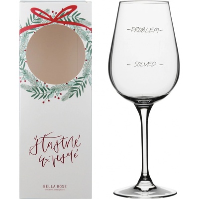Bella Rose Sklenice na víno Problem Solved + vánoční krabička čirá barva sklo 350 ml