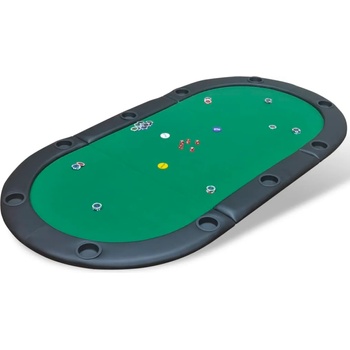 vidaXL Сгъваем плот за покер маса за 10 играчи, зелен (80135)