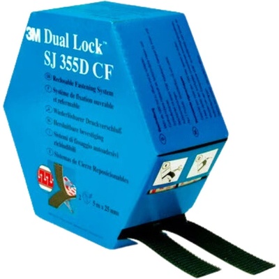 SJ 355DCF, 3M Dual Lock opakovaně uzavíratelný spojovací materiál, černý, šíře 25 mm, balení 2 x 5m