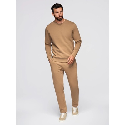 Ombre Clothing Мъжки спортен екип суитшърт с кръгло деколте + панталони regular fit - камел V2 Z122 Ombre Clothing Ombre Clothing | Bezhov Oranzhev | МЪЖЕ | S