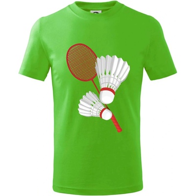 Bedminton pálka a košík tričko detské Apple Green