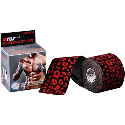 Kinezio ares amazon tape leopard červená 5cm x 5m