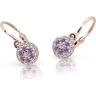 Danfil dětské náušnice C2150 z růžového zlata s kamínky Amethyst zapínání brizura