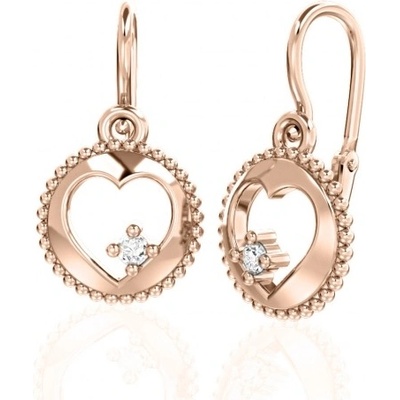 Couple, Srdíčkové dětské náušnice Orin, růžové zlato s brilianty, 585-66-3-0682.4C00.0.00.FVS.000.14