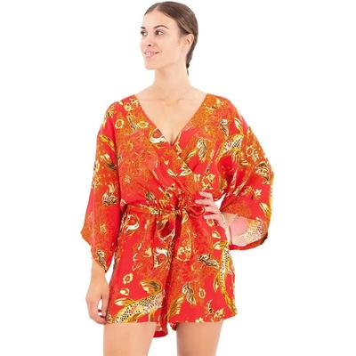 SUPERDRY Vintage Kimono 3/4 sleeve romper - Orange (Koi Lace Red)