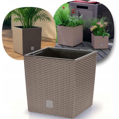 Prosperplast Květináč plast béžový 26,5 x 26,5 x 26,5 cm