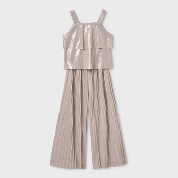 Mayoral Комплект панталон дълъг плисиран в златист цвят с къс потник за момиче Майорал