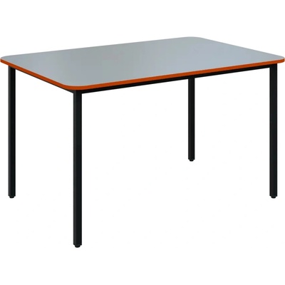 JSBR 130 N jídelní stůl kovová podnož černá deska 18 mm deska šedá s hranou pomeranč 1300 x 900 mm