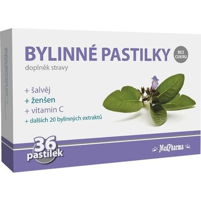 Extrudo MedPharma Bylinné pastilky šalvěj ženšen a vitamín C 36 ks