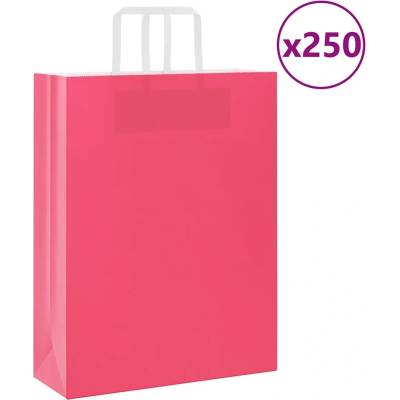 Papírové tašky 250 ks s držadly Růžové 32x12x42 cm