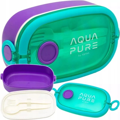 Astra Aqua Pure raňajkový Box fialovo-zelená 900 ml s príborom