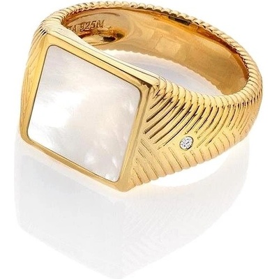 Hot Diamonds Pozlacený prsten s diamantem a perletí Jac Jossa Soul DR249