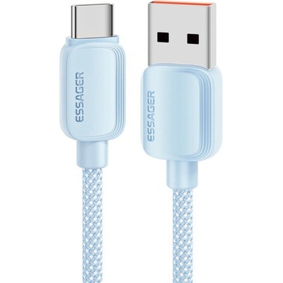 Essager ES-X46 opletený nabíjací a dátový USB-A na USB-C 1m modrý