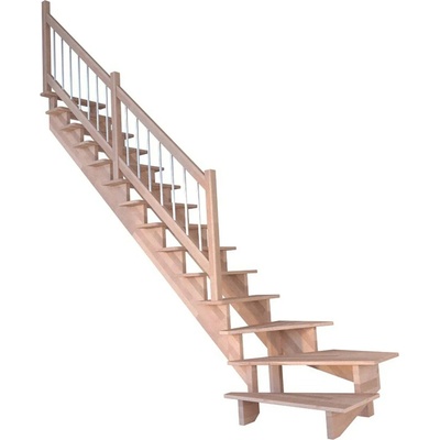 StarWood Schody Lindos bukové pravé 80cm otevřené dřev. nerez. zábradlí