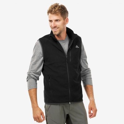 Quechua pánska turistická fleecová vesta MH120 čierna