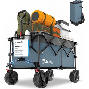 Sekey XXL Plus handcart foldable with brakes 200L 200KG load capacity, extra wide tires all terrain handcart, patented foldable from four directions, - FW39 (FW39)