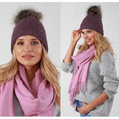 Fashionweek dámská zimní čepice s bambulí Jenot ZIZI-P15 fialový