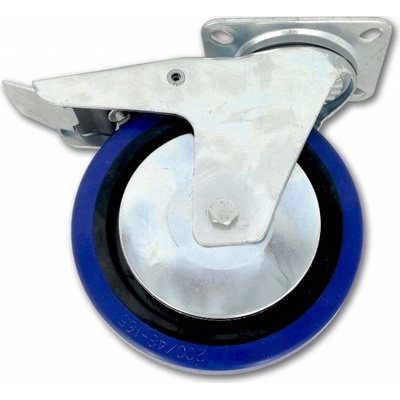 Satos Kolečko pojezdové 200mm otočné+brzda tvrdá pryž-modrá 300 kg