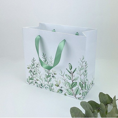Dárková taška svatební 22 x 11 x 20 cm - eukalyptus