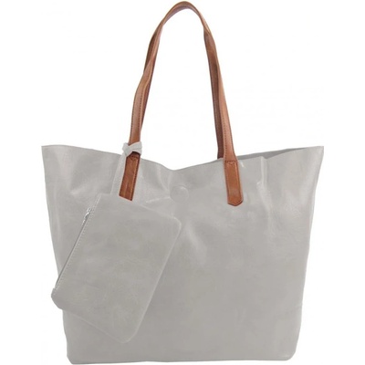 Velká světle shopper dámská taška s crossbody uvnitř šedá