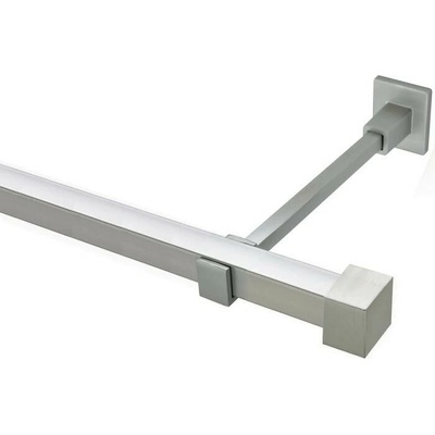 OK-GarnýžeCZ - Garnýž kovová hranatá jednořadá 20x20mm Klasik satina 380 cm do stěny / na tunýlek - bez kroužků