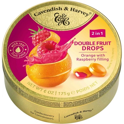 Cavendish & Harvey Double Fruit Drops Orange with Rasperry Filling 175 g