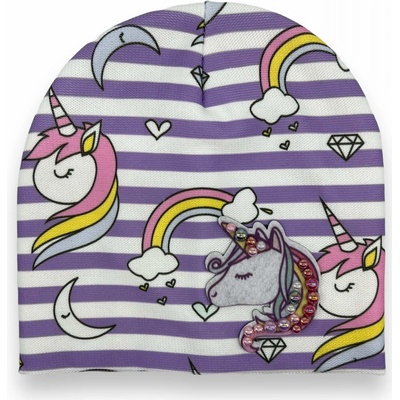 ANPA dívčí jarní čepice s Jednorožcem fialová