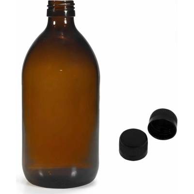 Luna Skleněná lékovka s černým uzávěrem s pojistkou 1000 ml