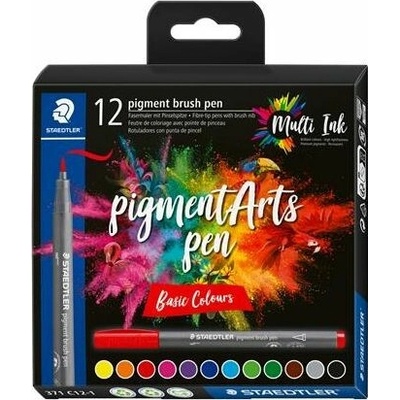Staedtler Pigment brush 371 12 rôznych základných farieb 12 ks