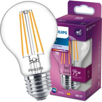 Philips LED žiarovka 1x8,5W E27 1055lm 4000K studená biela, číra, EyeComfort