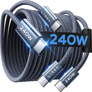 Lisen Кабел за данни (YL0123070023) (2 броя) - Lisen - Type-C към Type-C, 240W, найлонова оплетка, 2м - Тъмносин