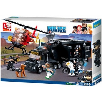 Sluban B0659 SWAT mobilný základňa a zlodeji vo vrtuľníku
