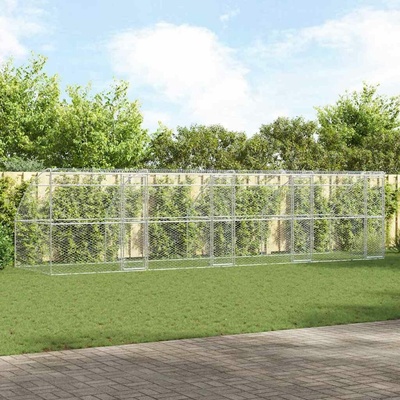 vidaXL Klec pro psy se střechou sada 4 ks 800 x 200 x 200 cm pozinkovaná ocel stříbrná 9799.3368335