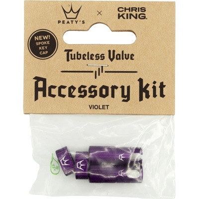 Príslušenstvo pre bezdušové ventily Peaty's X Chris King (Mk2) Violet Tubeless Valves Accessory Kit uni