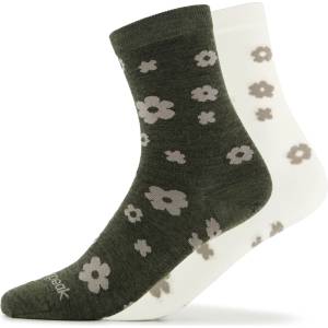 Heber Peak Дамски спортни чорапи Heber Peak Merino SylvaHe. Flower Socks 2-Pack Sports socks - Green / White - размер 36-38 (EU) (207-1027-0311)