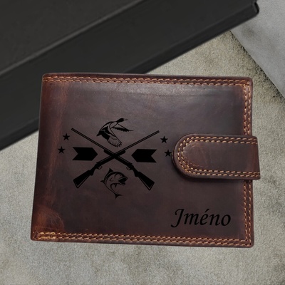 Pánská kožená peněženka s originálním motivem pro rybáře