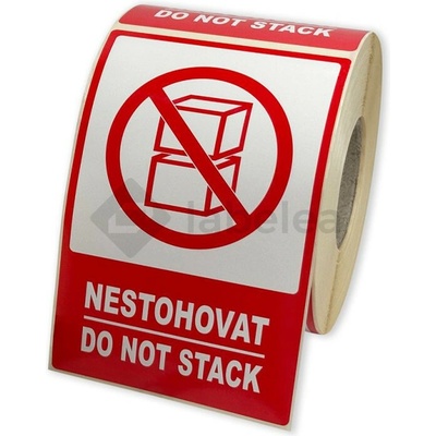 Labelea Samolepiace etikety 80x120 mm NESTOHOVAT / DO NOT STACK, na zásielky, 500 etikiet na rolke EKZ080120NES