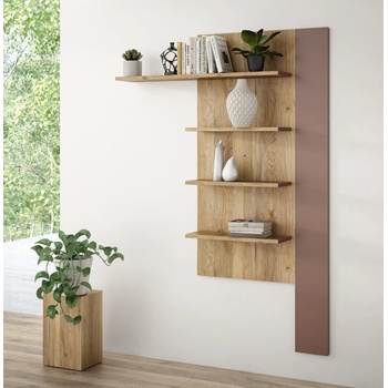 Forte Вертикален рафт 130 см two, теракота и дъб маувела (bthb01-q193)