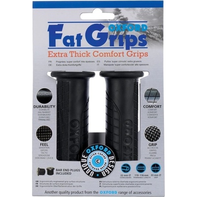 Gripy Fat grips, OXFORD - Anglicko (čierna guma, tvrdosť gumy medium, pár)