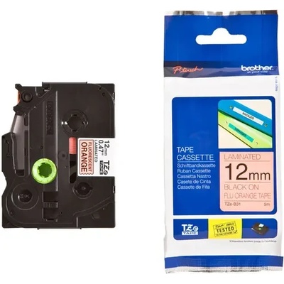 Brother ЛЕНТА ЗА ЕТИКЕТНИ ПРИНТЕРИ BROTHER ТИП TZ - 12 mm x 5, 00 m - BLACK ON FLUORESCENT ORANGE - PN TZEB31 (TZE-B31) (301BRATZB31)
